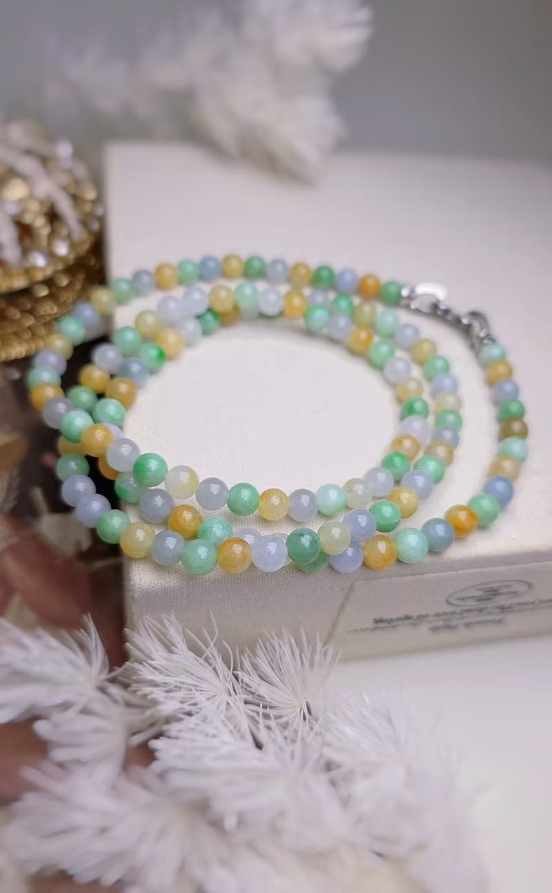 招財•好運|馬卡龍多寶珠|緬甸A貨翡翠珠串項鍊長鏈