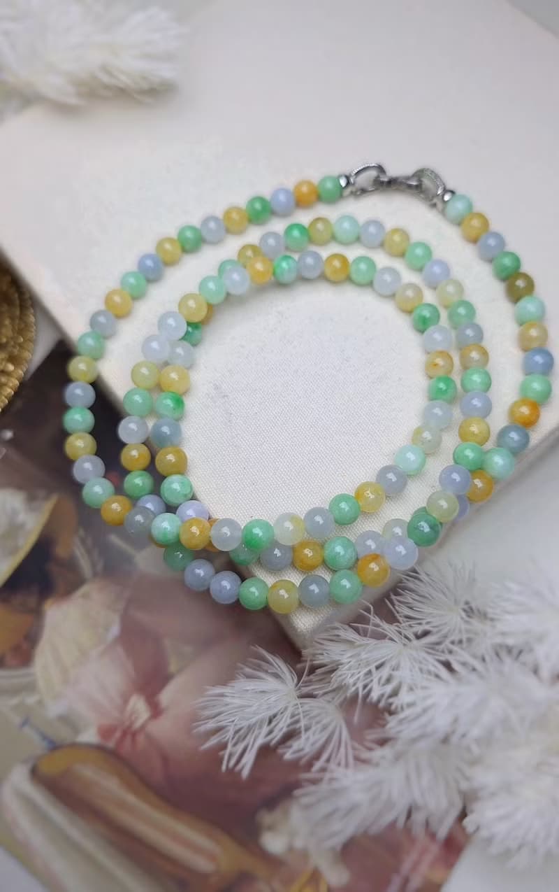 招財•好運|馬卡龍多寶珠|緬甸A貨翡翠珠串項鍊長鏈