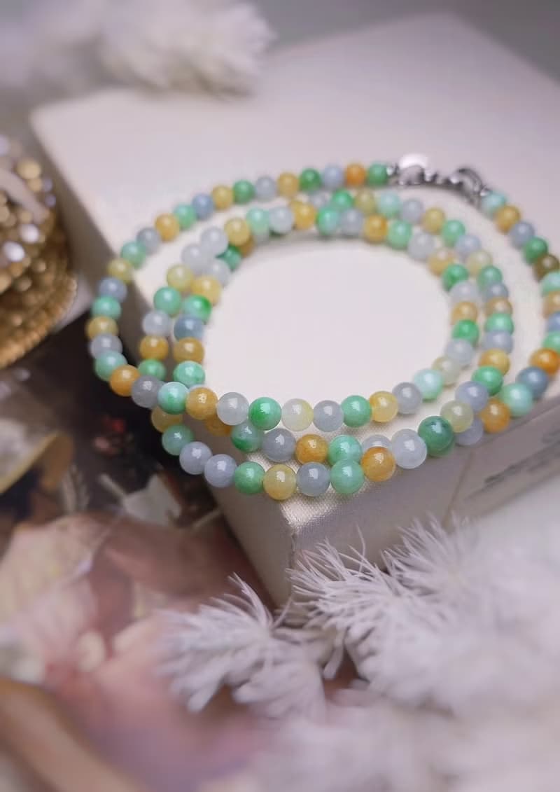 招財•好運|馬卡龍多寶珠|緬甸A貨翡翠珠串項鍊長鏈