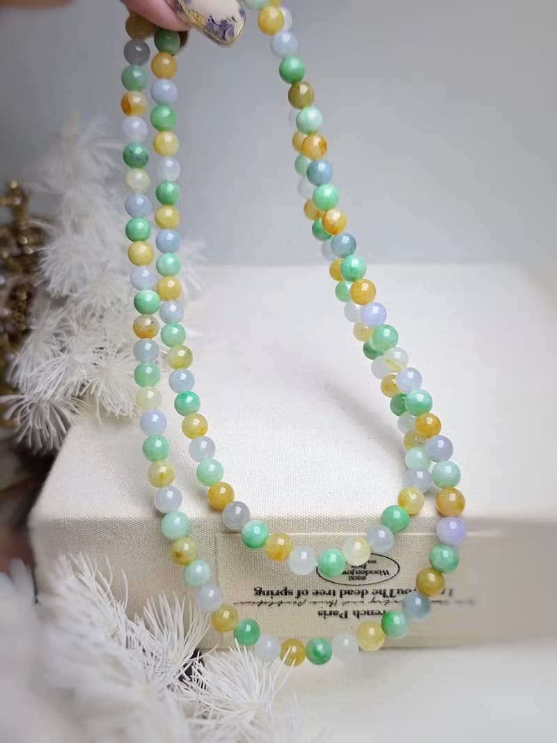 招財•好運|馬卡龍多寶珠|緬甸A貨翡翠珠串項鍊長鏈