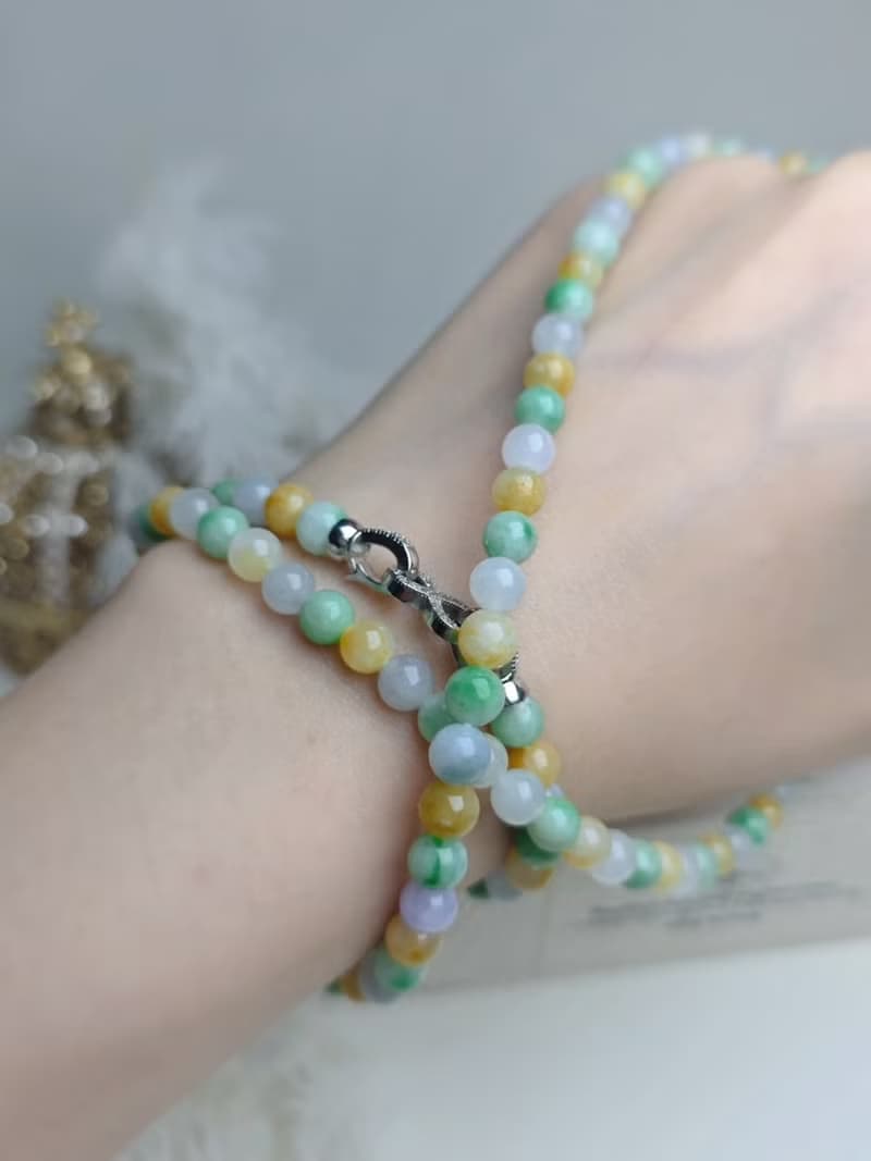 招財•好運|馬卡龍多寶珠|緬甸A貨翡翠珠串項鍊長鏈