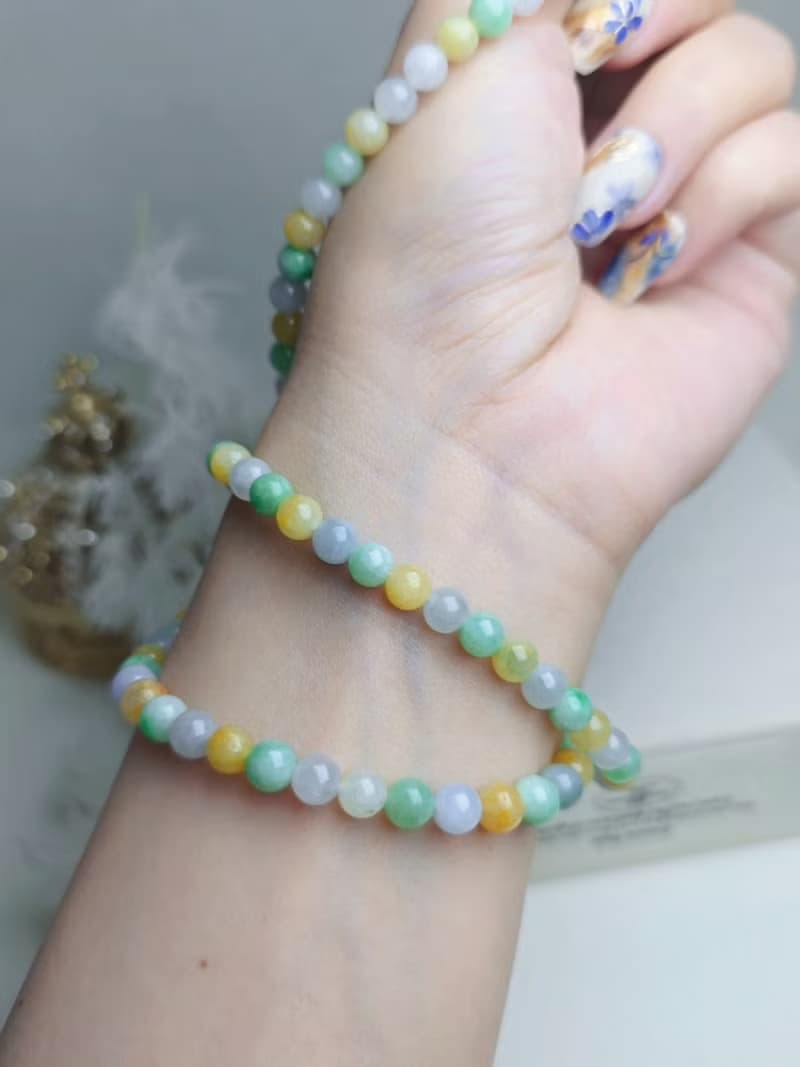 招財•好運|馬卡龍多寶珠|緬甸A貨翡翠珠串項鍊長鏈