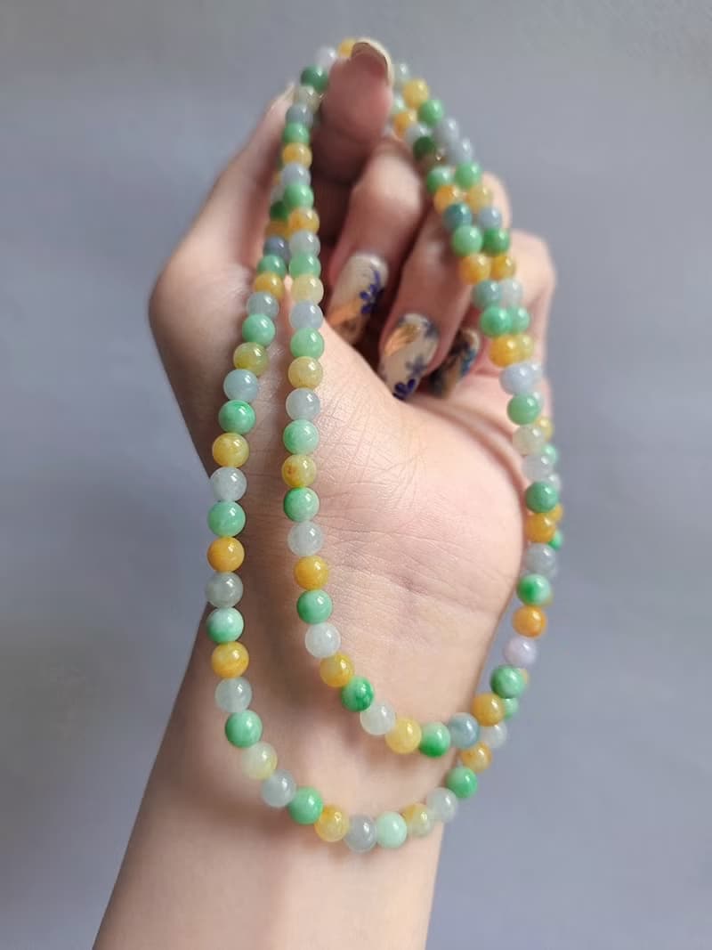 招財•好運|馬卡龍多寶珠|緬甸A貨翡翠珠串項鍊長鏈