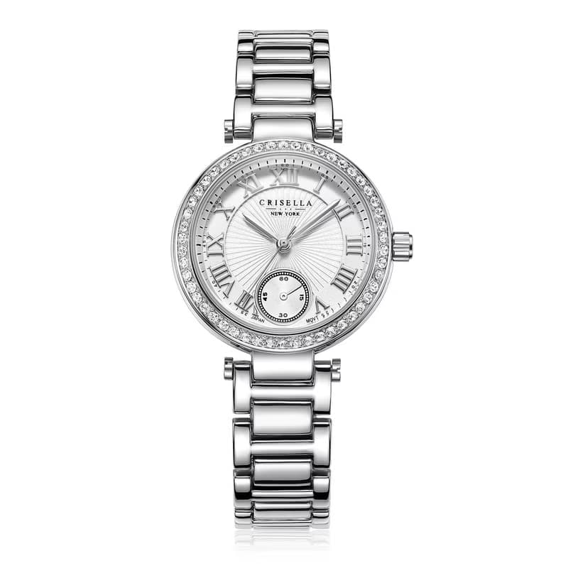 簡約鋯石金屬石英手錶