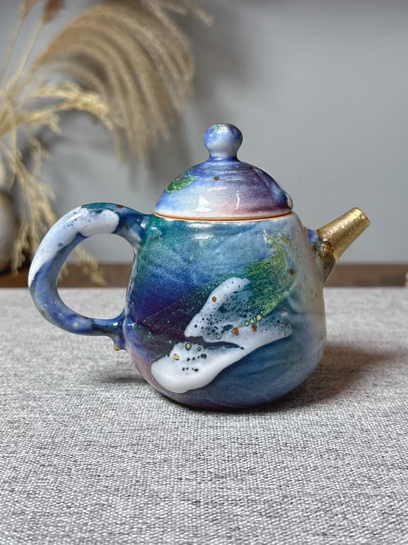 余華宇老師新作-白瓷山水志野龍蛋壺-容量約200ml