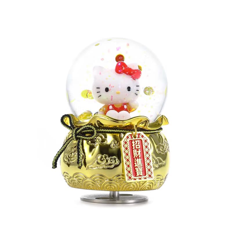 Hello Kitty 招財進寶御守 水晶球音樂盒生日聖誕交換禮物開店