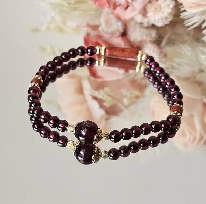 炎影鎮心-水晶手鍊/紅石榴/紫牙烏/紅碧玉/熱情/開運小物