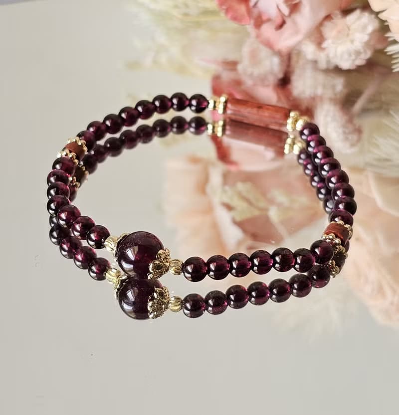 炎影鎮心-水晶手鍊/紅石榴/紫牙烏/紅碧玉/熱情/開運小物