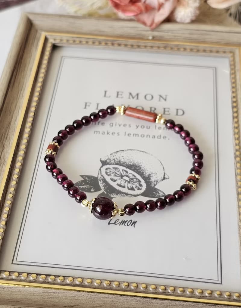 炎影鎮心-水晶手鍊/紅石榴/紫牙烏/紅碧玉/熱情/開運小物