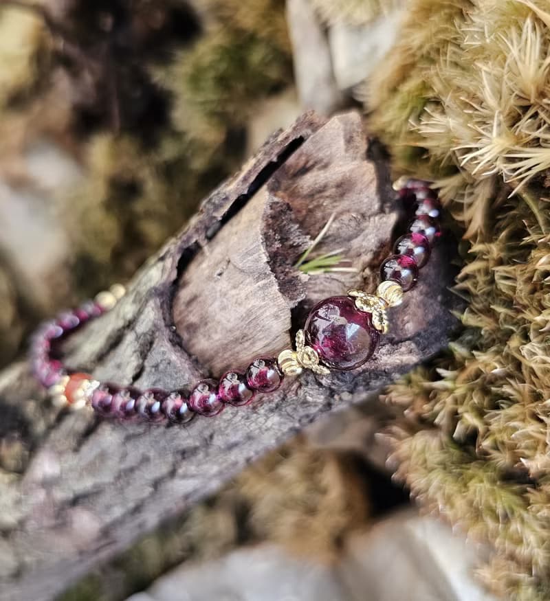 炎影鎮心-水晶手鍊/紅石榴/紫牙烏/紅碧玉/熱情/開運小物
