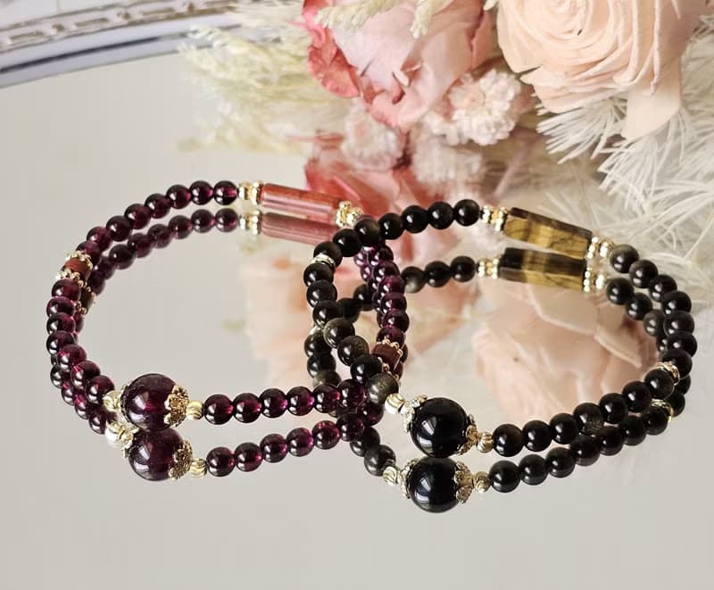 炎影鎮心-水晶手鍊/紅石榴/紫牙烏/紅碧玉/熱情/開運小物