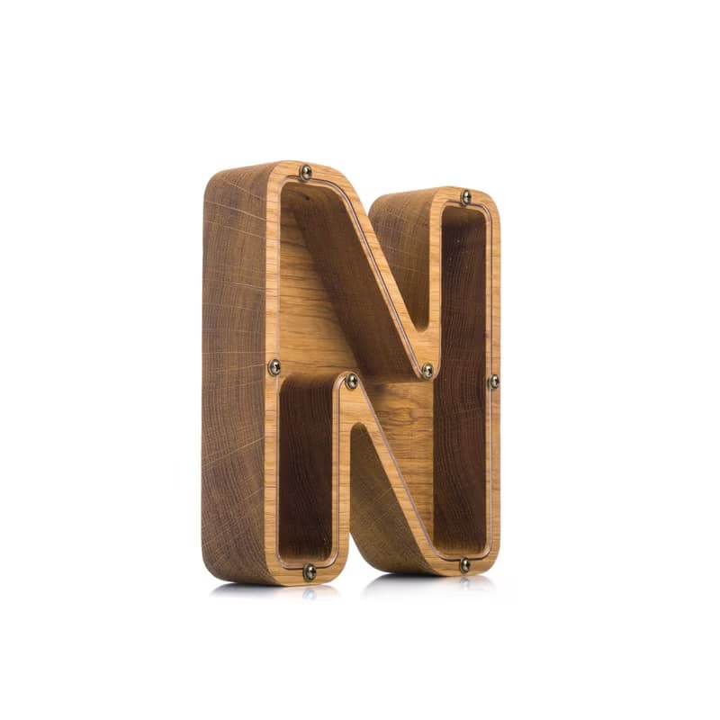 Wooden piggy bank for girl boy adult LETTER wood toy Baby shower gift kid money