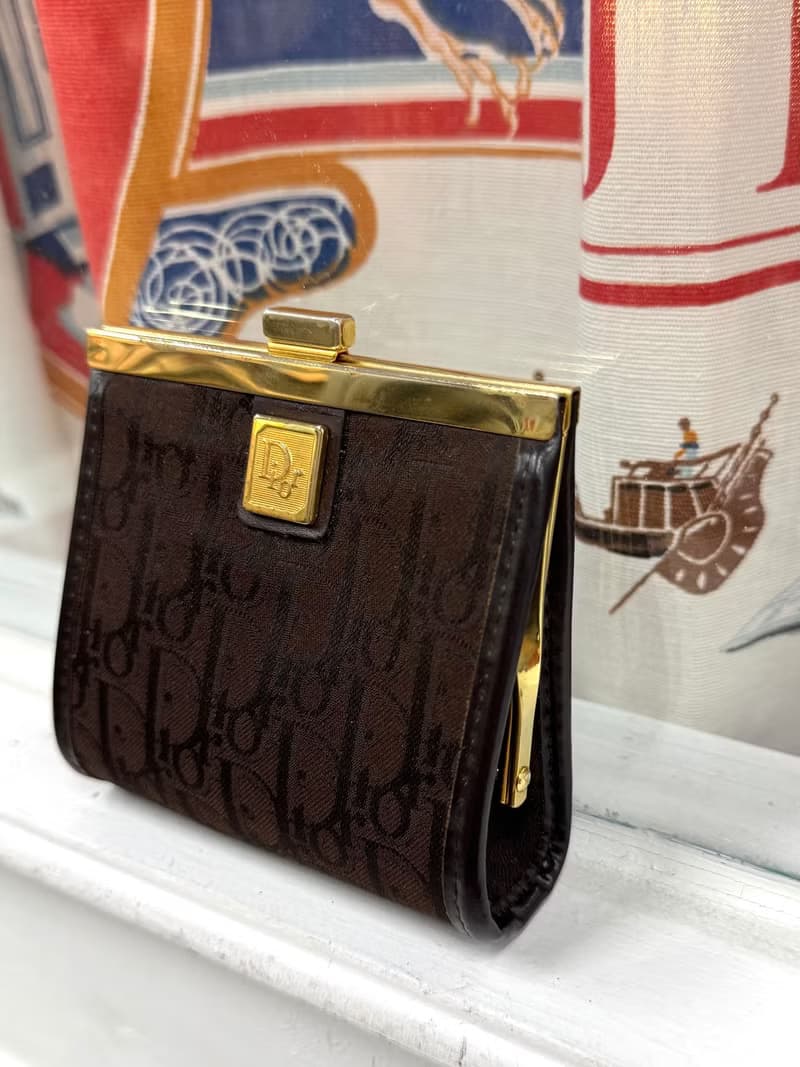 中古正品 Christian Dior 迪奧老花零錢包 散紙包 首飾收納包