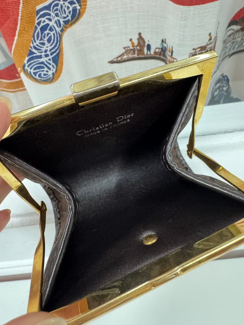 中古正品 Christian Dior 迪奧老花零錢包 散紙包 首飾收納包