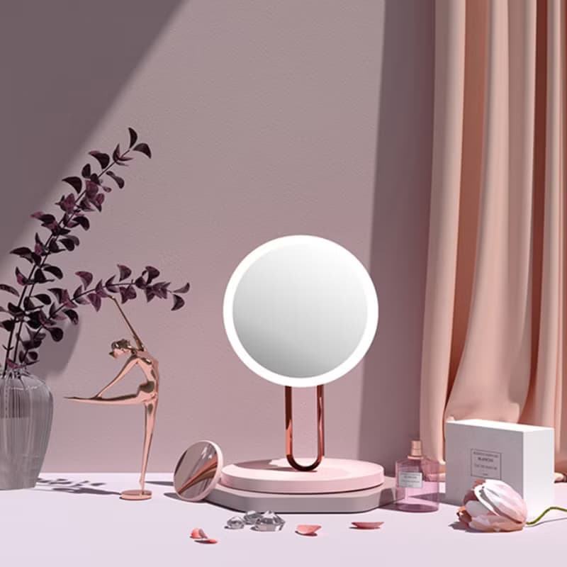 【免運特惠】化妝鏡禮盒台式led燈桌面鏡子女友禮物/斐色耐