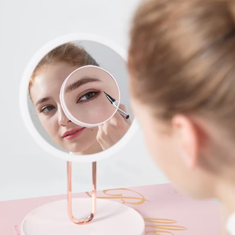 【免運特惠】化妝鏡禮盒台式led燈桌面鏡子女友禮物/斐色耐