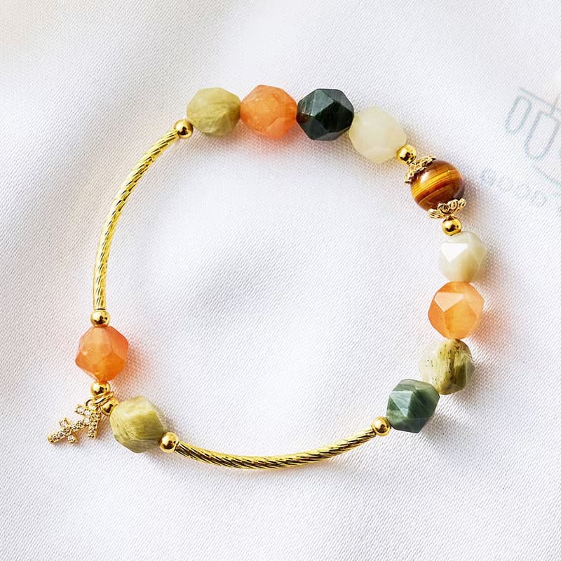 12星座(射手座)福祿壽水晶手鍊、幸運石-黃虎眼、帶來正能量