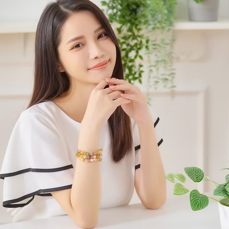 12星座(射手座)福祿壽水晶手鍊、幸運石-黃虎眼、帶來正能量