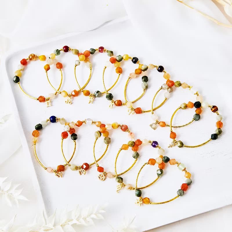 12星座(射手座)福祿壽水晶手鍊、幸運石-黃虎眼、帶來正能量