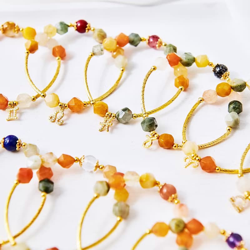 12星座(射手座)福祿壽水晶手鍊、幸運石-黃虎眼、帶來正能量