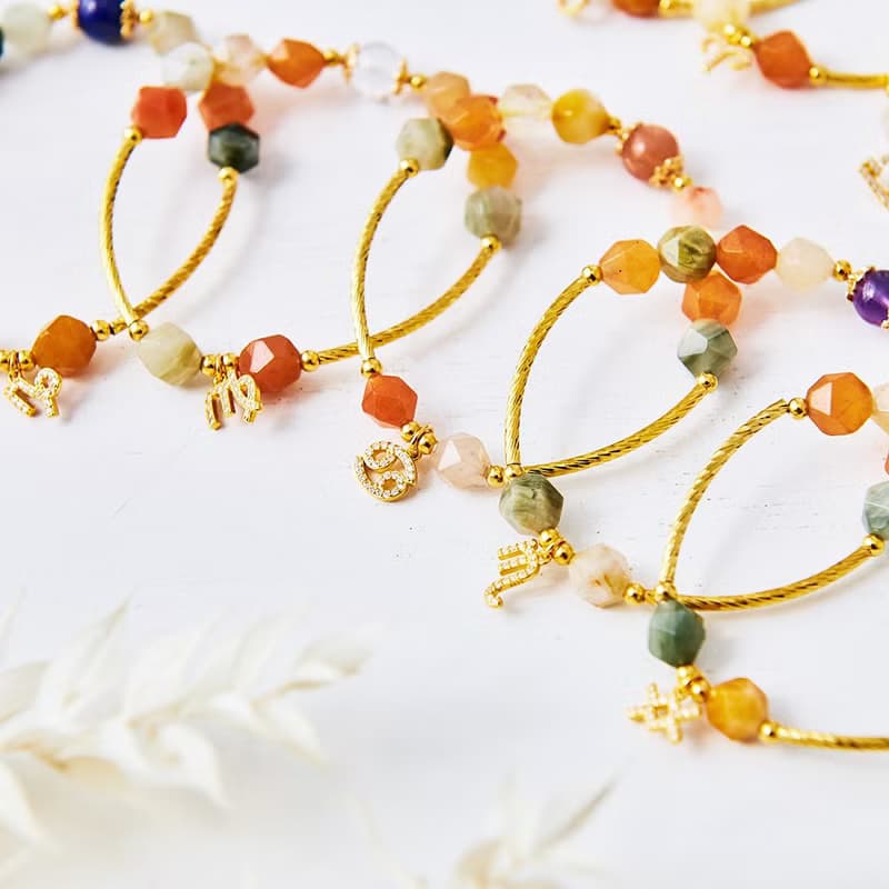 12星座(射手座)福祿壽水晶手鍊、幸運石-黃虎眼、帶來正能量