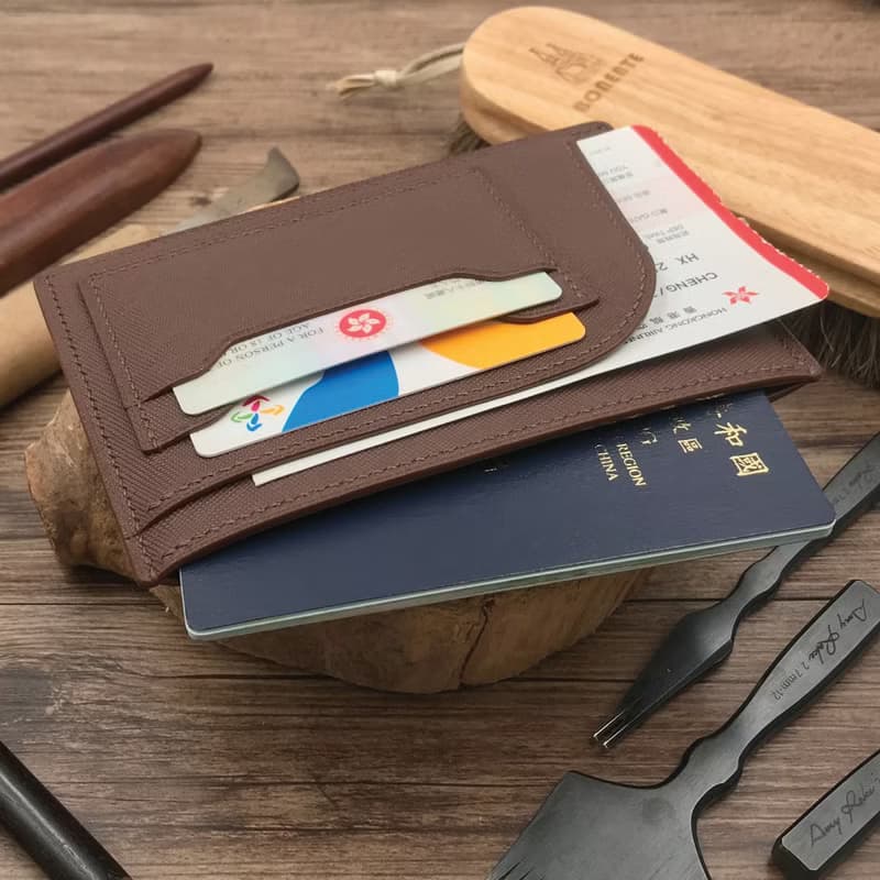 【Passport套/護照夾】啡色十字紋牛皮/旅行/多色可選/手工製造