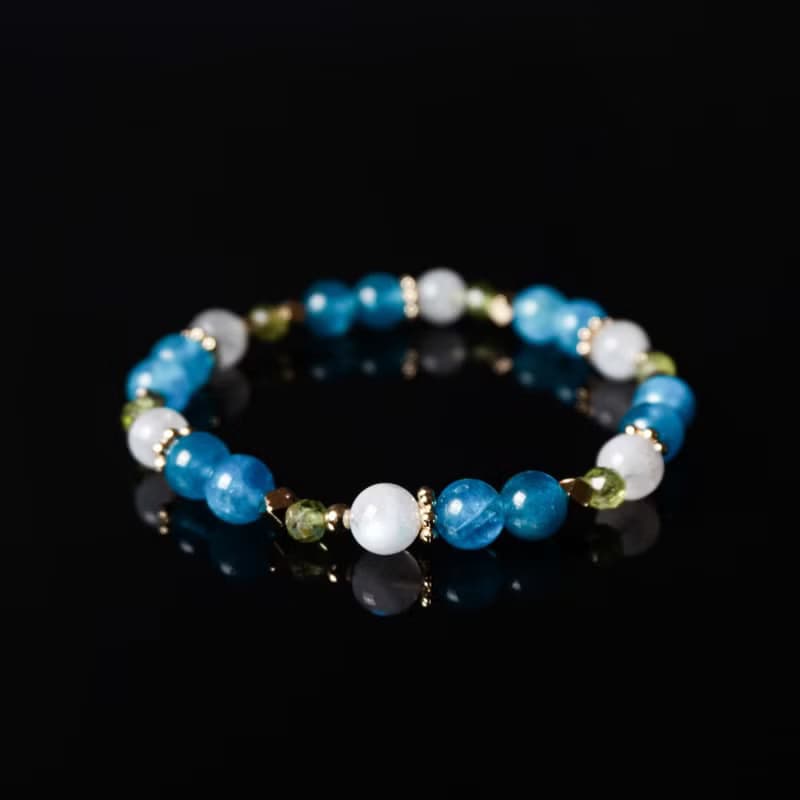 亞特蘭提斯的祕寶 // 藍磷灰石月光石橄欖石 手鍊 // 溝通 人緣