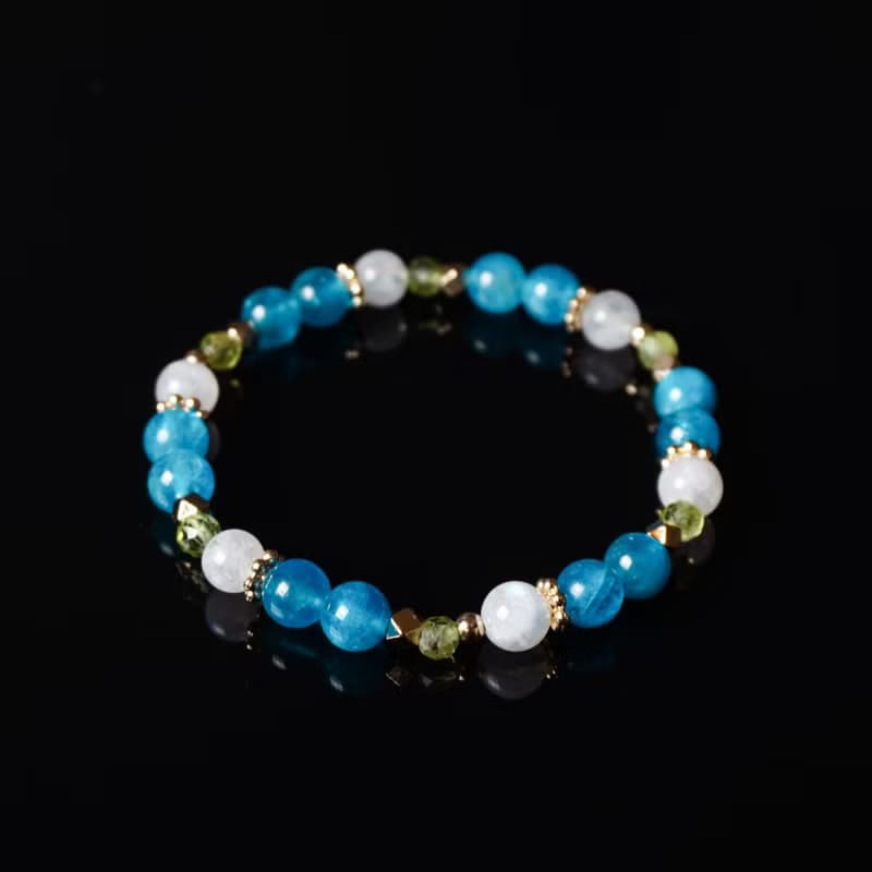 亞特蘭提斯的祕寶 // 藍磷灰石月光石橄欖石 手鍊 // 溝通 人緣