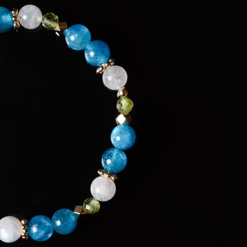 亞特蘭提斯的祕寶 // 藍磷灰石月光石橄欖石 手鍊 // 溝通 人緣