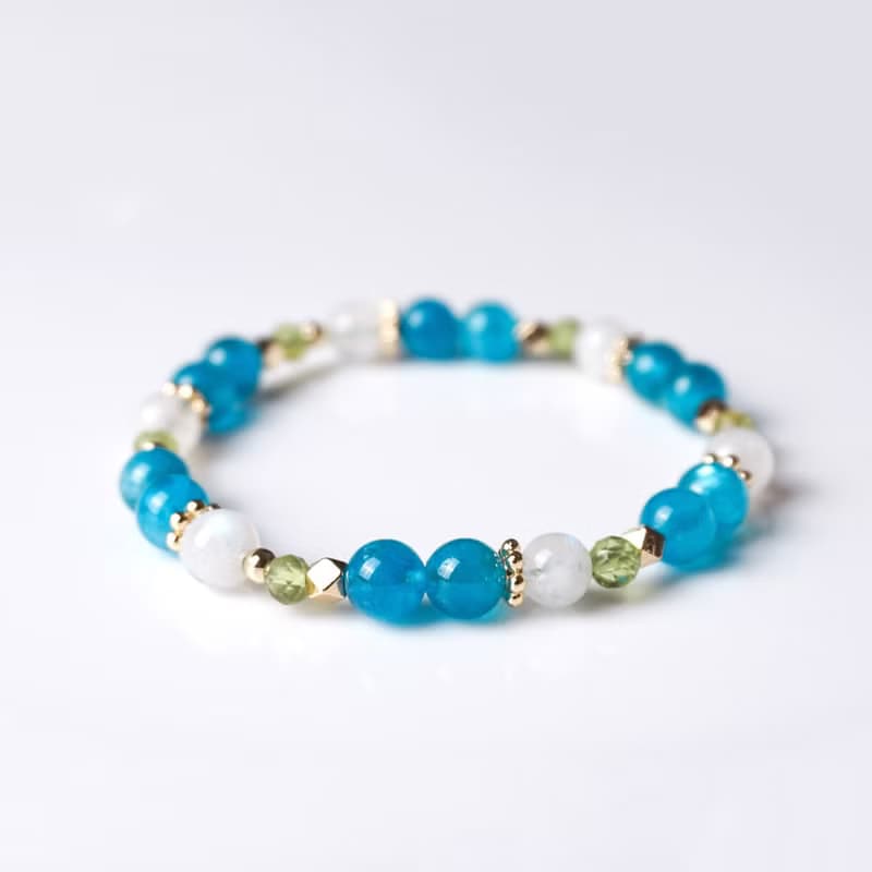 亞特蘭提斯的祕寶 // 藍磷灰石月光石橄欖石 手鍊 // 溝通 人緣