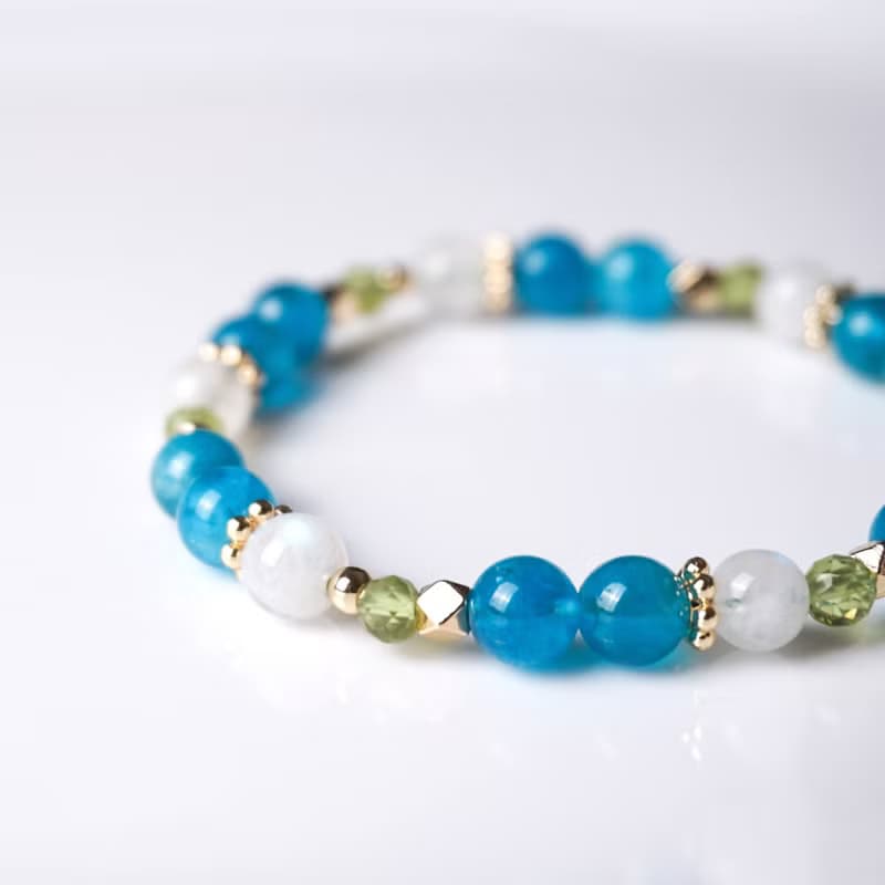 亞特蘭提斯的祕寶 // 藍磷灰石月光石橄欖石 手鍊 // 溝通 人緣