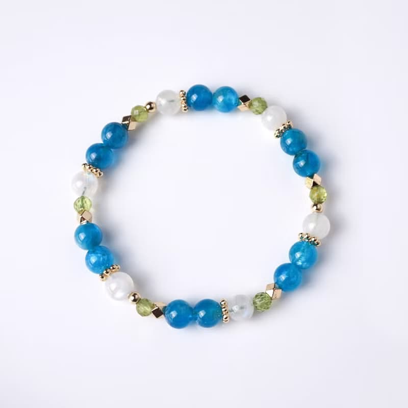 亞特蘭提斯的祕寶 // 藍磷灰石月光石橄欖石 手鍊 // 溝通 人緣