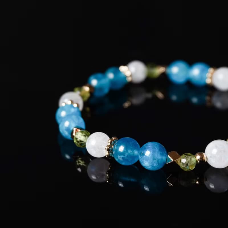 亞特蘭提斯的祕寶 // 藍磷灰石月光石橄欖石 手鍊 // 溝通 人緣