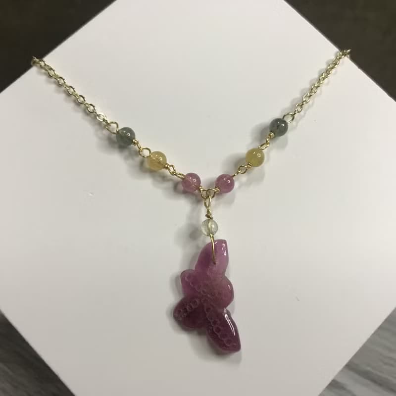 招財旺夫水晶I碧璽電氣石Tourmaline14K頸鏈I糖果海星I情人節禮物
