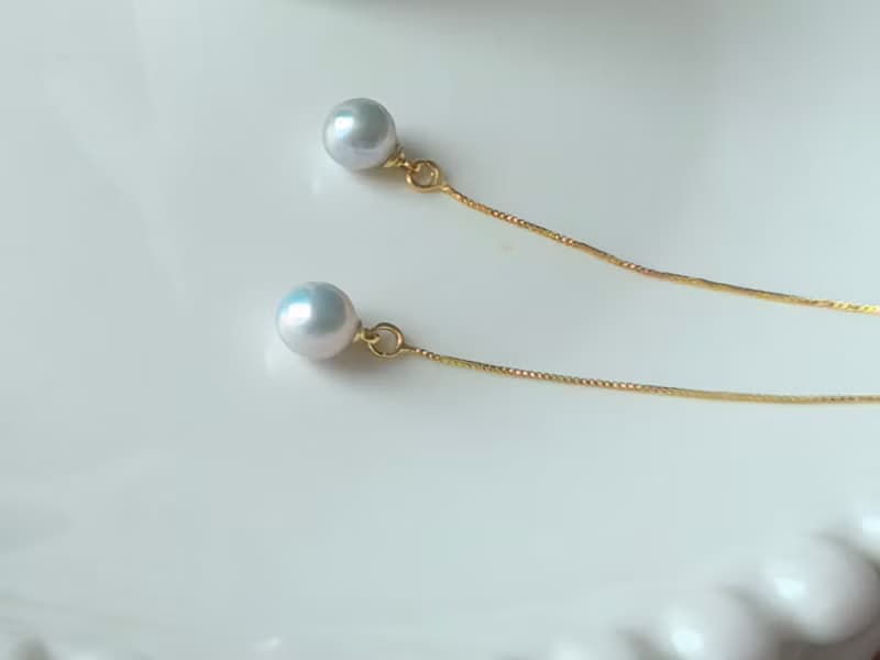 萬戴法 天然淡水珍珠 天然銀藍色 純銀 耳線