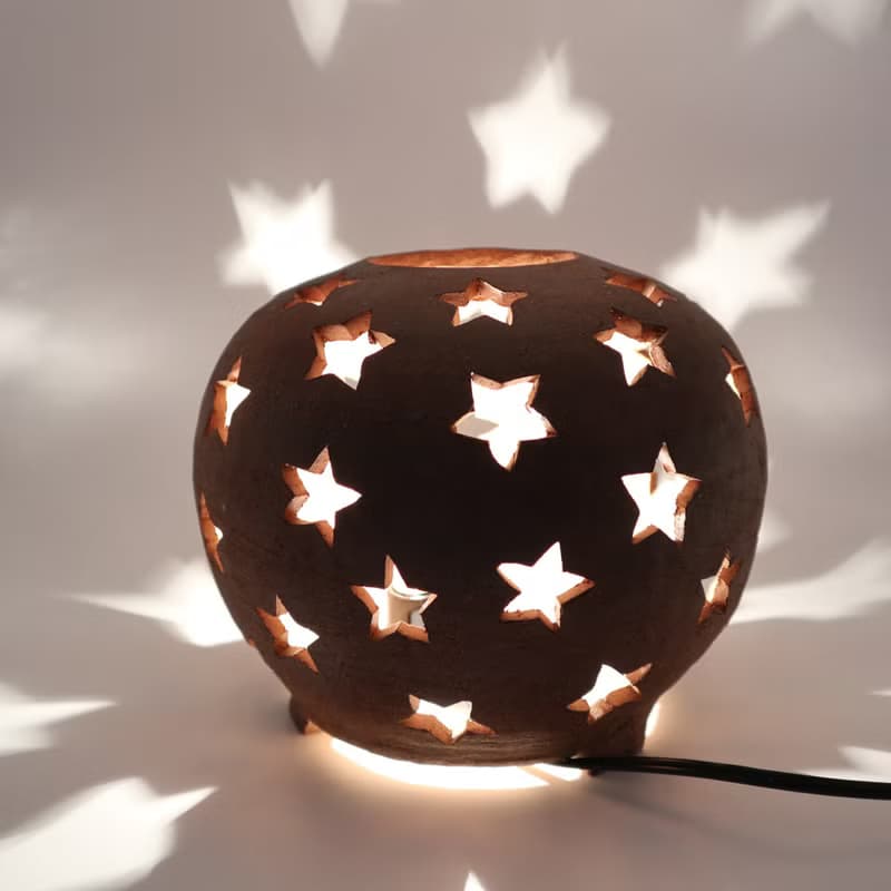 ランプシェード　手びねり　陶器　陶芸作家