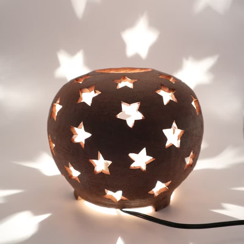 ランプシェード　手びねり　陶器　陶芸作家