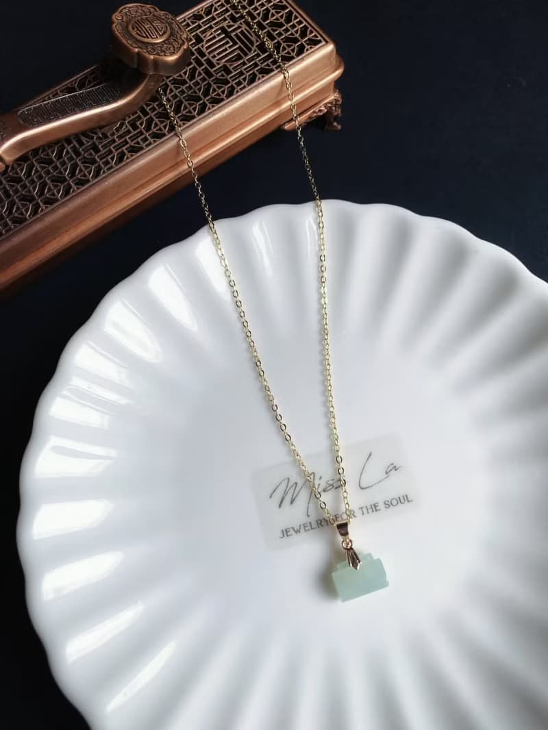 天然緬甸玉翡翠 冰種 長命百歲 長命鎖 禮物 項鍊 滿月禮 彌月禮