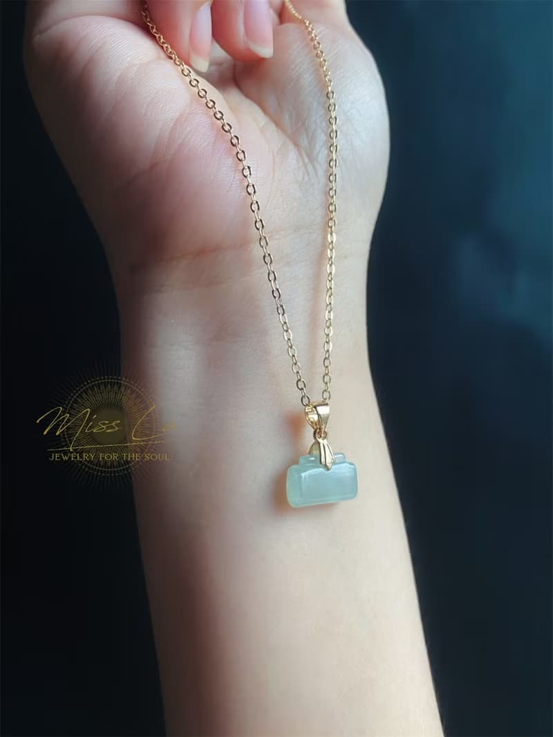 天然緬甸玉翡翠 冰種 長命百歲 長命鎖 禮物 項鍊 滿月禮 彌月禮