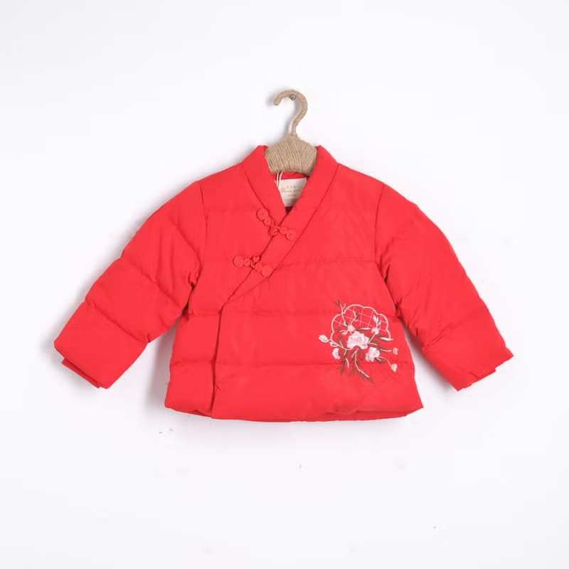 復古刺繡羽絨服(短版)