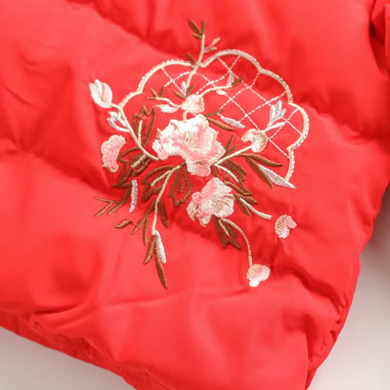 復古刺繡羽絨服(短版)