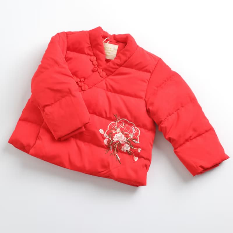 復古刺繡羽絨服(短版)