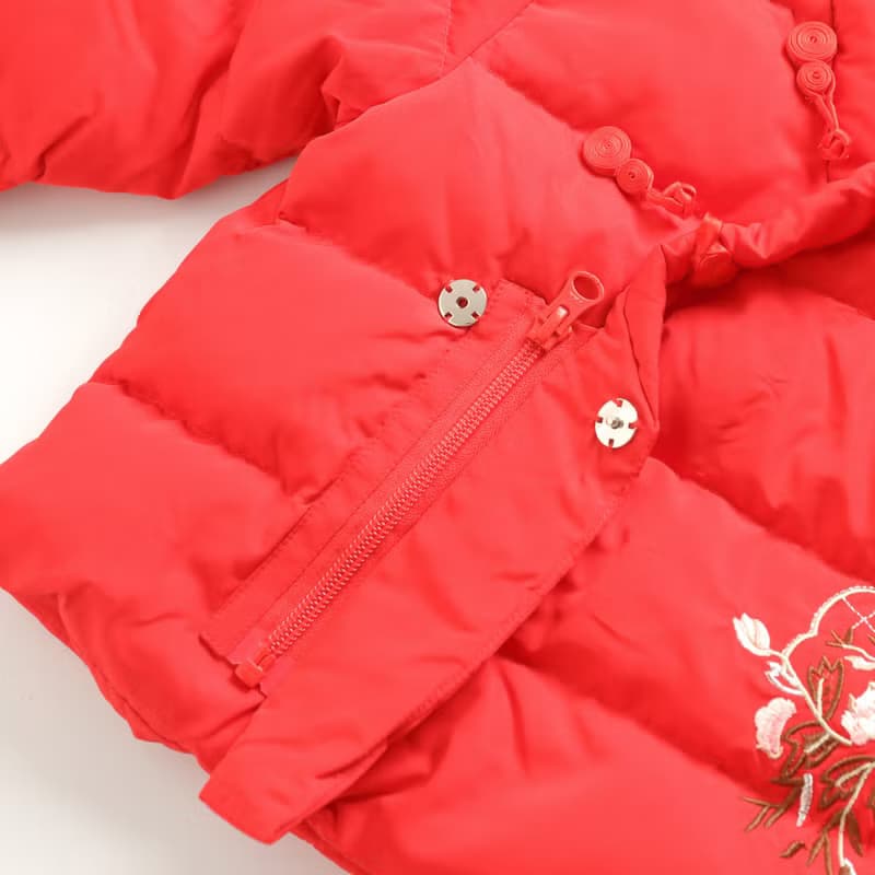 復古刺繡羽絨服(短版)