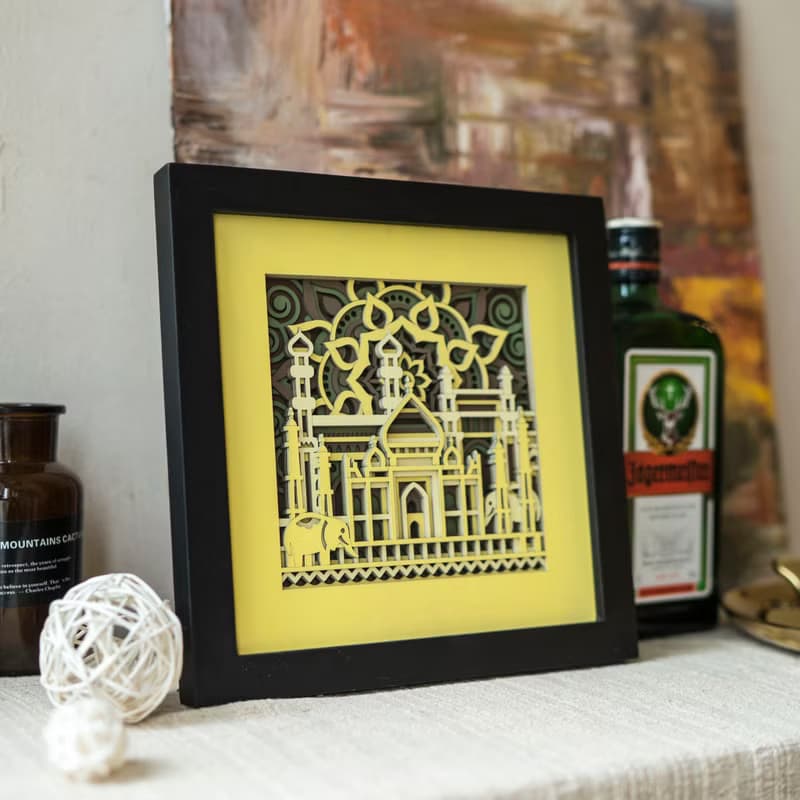 梯木疊雕-印度| ins創意小禮品桌上裝潢擺件擺畫立體牆面裝潢掛畫