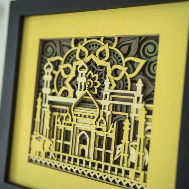 梯木疊雕-印度| ins創意小禮品桌上裝潢擺件擺畫立體牆面裝潢掛畫