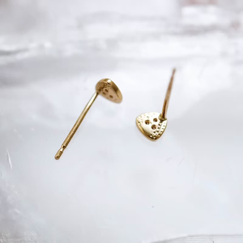 耳針 18K 三角形 天然鑽石耳環 黃K金 玫瑰金