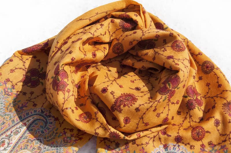 手織圍巾 編織圍巾 保暖毛毯 羊絨毯 刺繡毛毯 喀什米爾Cashmere/羊絨圍巾/純羊毛圍巾披巾/戒指絨披肩-刺繡花朵