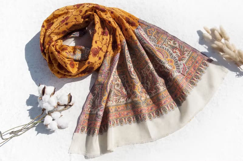 手織圍巾 編織圍巾 保暖毛毯 羊絨毯 刺繡毛毯 喀什米爾Cashmere/羊絨圍巾/純羊毛圍巾披巾/戒指絨披肩-刺繡花朵