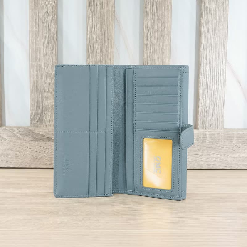 納帕雙面收納牛皮長夾4103(灰藍色)