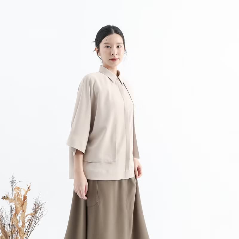 【經典原創】Trigonometric_三角函數小露背襯衫_CLT001_米